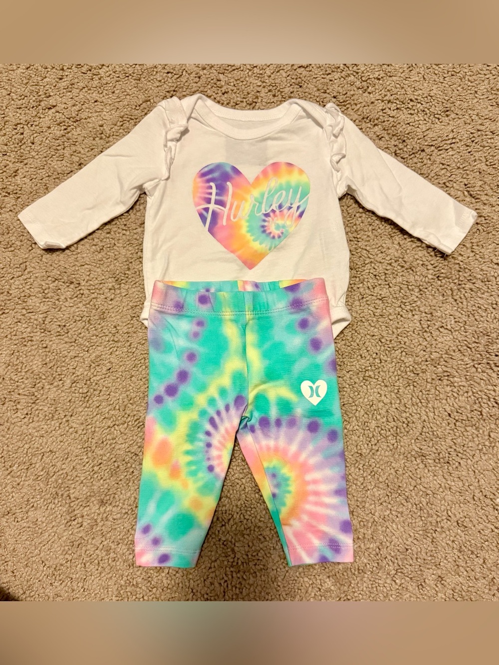 Hurley Infant Tie-Dye Bodysuit with Rainbow Pants